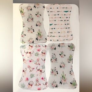 Baby burp cloths handmade set of 4